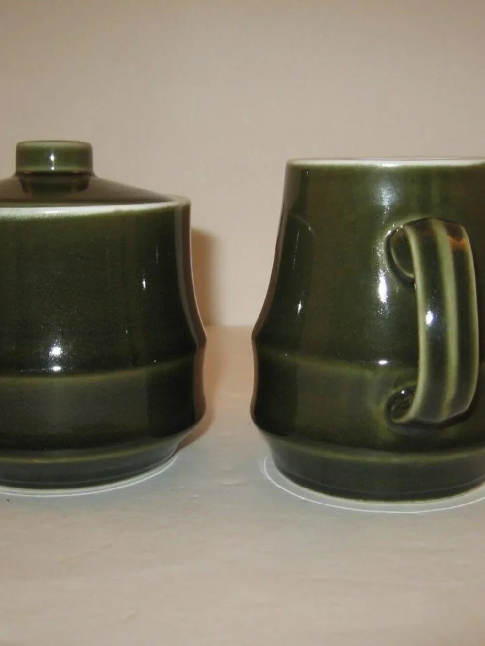 Vintage Stoneware Creamer & Sugar Forest Green